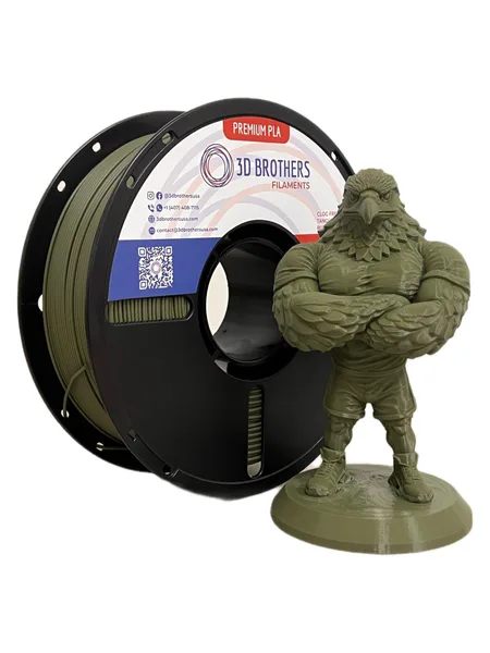 3D Brothers USA High Speed PLA Filament MILITARY GREEN – Made in USA | 1kg Spool | 3D Brothers USA