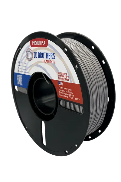 3D Brothers USA High Speed PLA Filament SILVER PEARL METALLIC – Made in USA | 1kg Spool | 3D Brothers USA