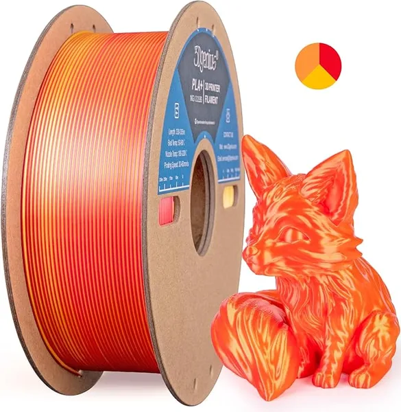 3DGenius Silk Triple Color PLA Filament, 3-in-1 Coextruded Shiny Multicolor 3D Printer Filament, 250g(0.55lbs) Spool, Silk Gold/Red/Orange, Clog-Free & Bubble-Free for FDM 3D Printers