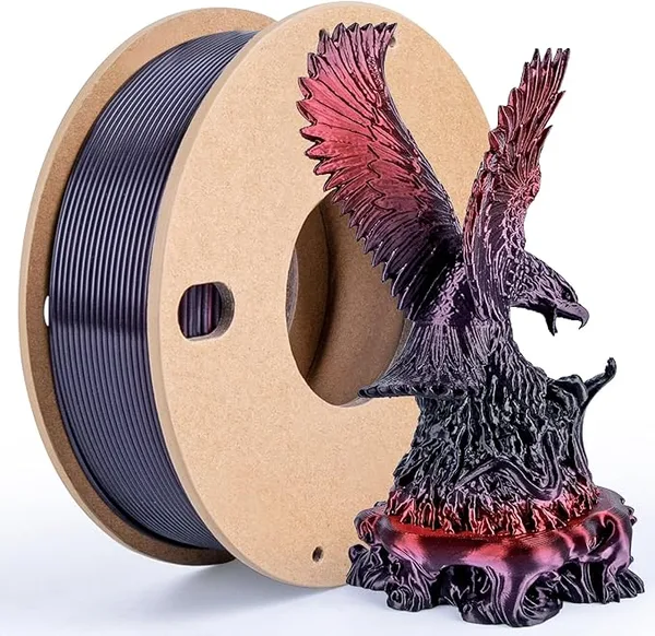 3DGenius Silk Rainbow PLA Filament 250g (0.55lbs) Spool, Fast Color Changing Shiny Gradient 3D Printer Filament, High Gloss Multi-Color PLA for Articulated Toys, 3D Art Crafts, BlackRedPurple Series