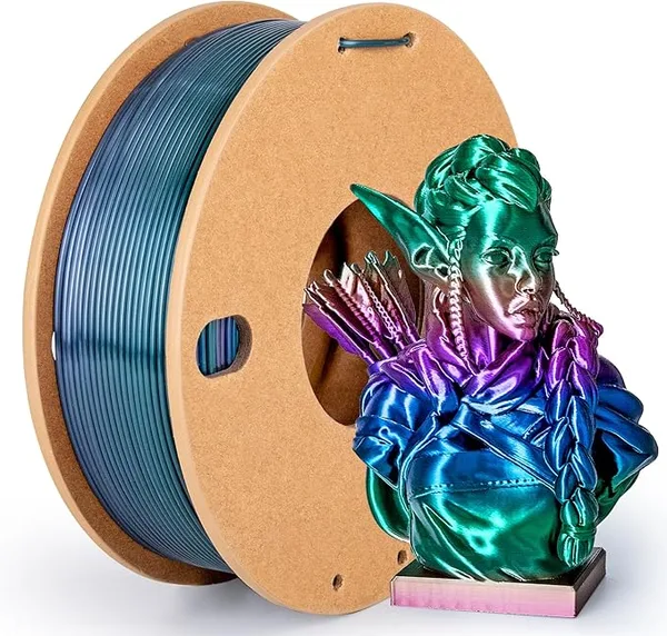 3DGenius Silk Rainbow PLA Filament 250g (0.55lbs) Spool, Fast Color Changing Shiny Gradient 3D Printer Filament, High Gloss Multi-Color PLA for Articulated Toys, 3D Art Crafts & Gifts, Universe Series