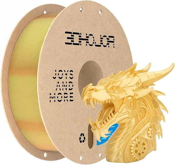 3DHojor 3DHoJor Silk Gold PLA Filament, PLA Filament Silk Shiny 3D Printer Filament, 1kg Cardboard Spool (2.2lbs), Dimensional Accuracy +/-, Fit Most FDM Printer