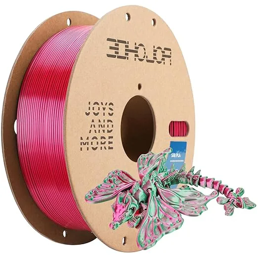 3DHojor 3DHoJor Silk PLA Filament Purple Green Dual Color PLA 3D Printer Filament 2 in 1 Coextrusion 1KG Spool(2.2lbs) 3D Printing Filament Dimensional Accuracy +/- Fits for Most FDM 3D Printers