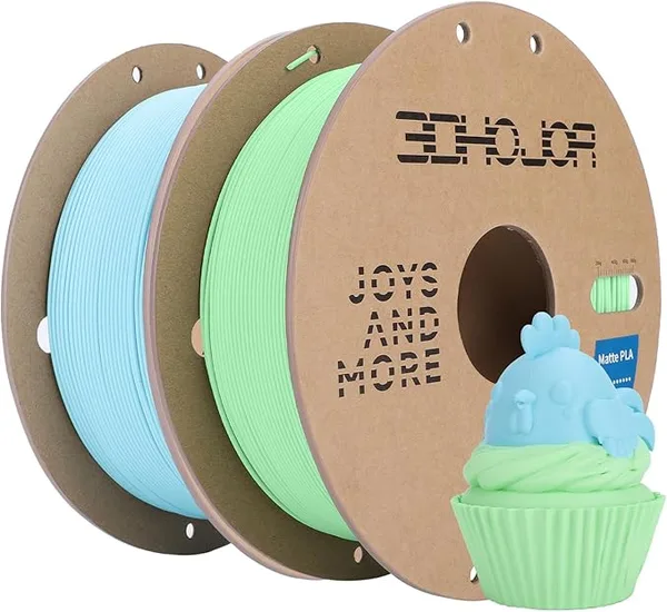 3DHojor 3DHoJor Matte PLA Filament, Upgrade Matte 3D Printer PLA Filament, 1KG*2 Bundle Cardboard Spool 3D Printing Filament for 3D Printers(Matte Green+Blue 2Pack)
