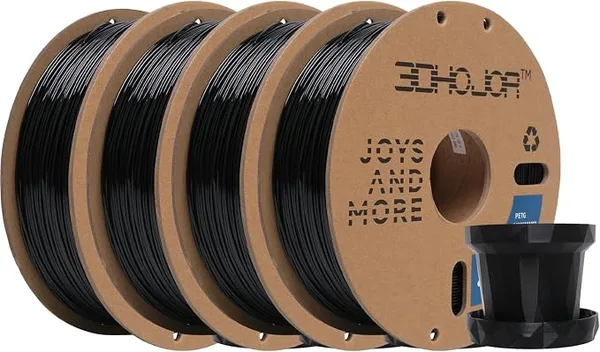 3DHojor 3DHoJor PETG Filament 3D Printing Filament 1kg*4 Bundle 3D Filament Dimensional Accuracy +/- Non Tangling Non Clogging,Print with Most 3D Printers-4Pack Black