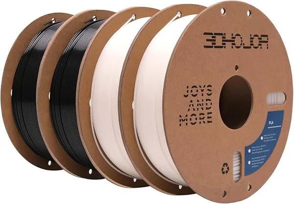 3DHojor 3DHoJor PLA Filament,3D Printer Filament 1kg*4 Bundle Cardboard Spool, Fit Most FDM 3D Printer,Dimensional Accuracy +/-,Vacuum Packaging-Black+White 4Pack