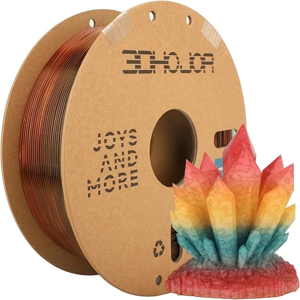 3DHojor 3DHoJor Transparent Multi Rainbow Color Gradient Change PLA 1KG 3D Printing Filament Crystal Rainbow PLA Clear PLA Filament with Cardboard Spool-Maple Leaf