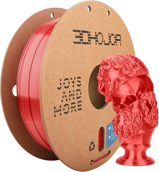 3DHojor 3DHoJor Silk PLA Filament, PLA Filament Silk Shiny 3D Printer Filament, 1kg Cardboard Spool (2.2lbs), Dimensional Accuracy +/-, Fit Most FDM Printer（Red）