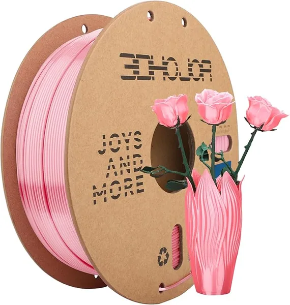 3DHojor 3DHoJor Silk PLA Filament, PLA Filament Silk Shiny 3D Printer Filament, 1kg Cardboard Spool (2.2lbs), Dimensional Accuracy +/-, Fit Most FDM Printer（Pink）