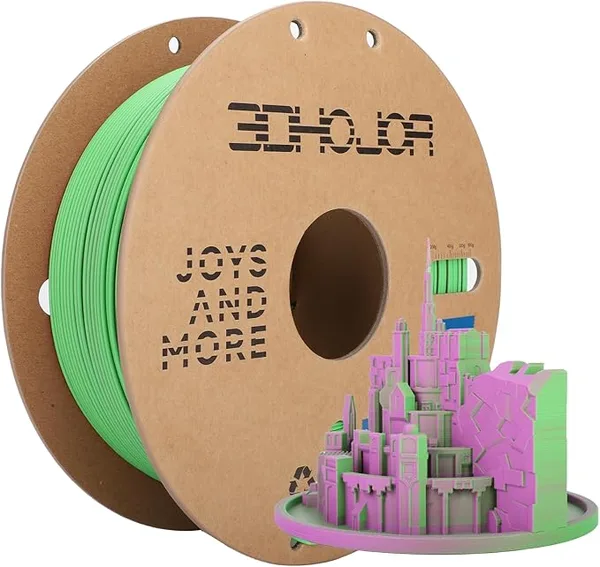 3DHojor 3DHoJor Dual Color Matte PLA 3D Printer Filament 2 in 1 Coextrusion 1KG Spool (2.2lbs) Multicolor PLA with Smooth Matte Finish for FDM 3D Printers-Green Pink