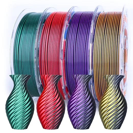 3DHojor 3DHoJor 3D Printer Filament Bundle, Silk PLA Filament, Dual Color Filament 200gX 4 Spools Silk Filament Bundle Multicolor