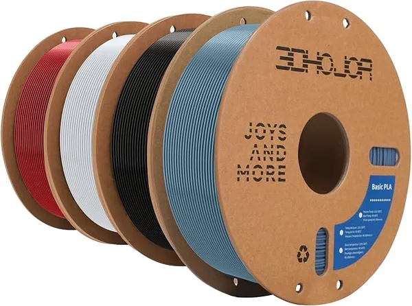 3DHojor 3DHoJor 3D Printer Filament Basic PLA Filament Bundle Cardboard Spool 1kg*4,Dimensional Accuracy +/- Fit Most 3D FDM Printer-Fire Engine Red+Cold White+Black+Light Gray