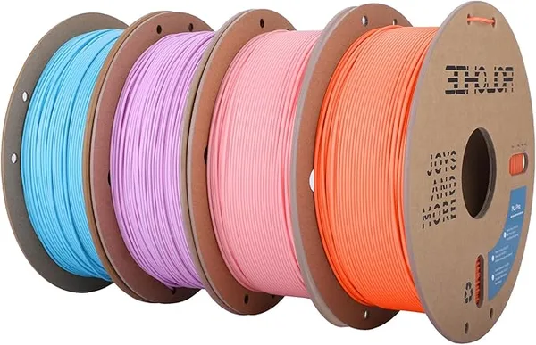 3DHojor 3DHoJor PLA Pro (Plus) Filament, 3D Printer Filament, Cardboard Spool 3D Printing Filament, Dimensional Accuracy +/--4 Pack Lilac+Soft Pink+Space Blue+Coral Orange