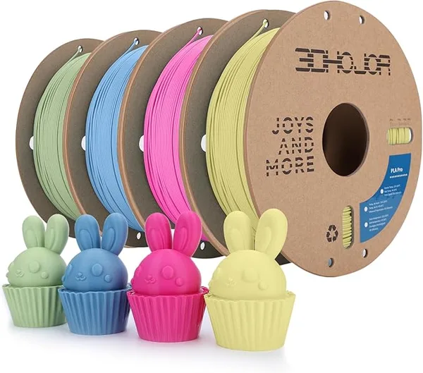 3DHojor PLA Pro (Plus) Filament, 3D Printer Filament, Cardboard Spool 3D Printing Filament, Dimensional Accuracy +/--4 Pack Magenta+Matcha Green+Haze Blue+Almond Yellow