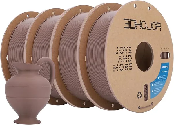 3DHojor 3DHoJor Matte PLA Filament, Upgrade 1kg*4 Bundle Cardboard Spool PLA Filament 1.75 PLA 3D Printing Filament, Print with Most 3D Printers 3D Filament-Brown