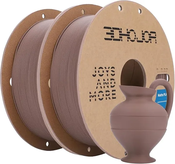 3DHojor 3DHoJor Matte PLA Filament, Upgrade 1kg*2 Bundle Cardboard Spool PLA Filament 1.75 PLA 3D Printing Filament, Print with Most 3D Printers Using 3D Filament-Brown