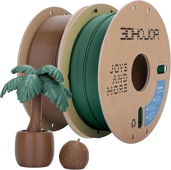 3DHojor 3DHoJor PLA Pro (Plus) Filament, 3D Printer Filament, 1kg*2 Bundle Cardboard Spool 3D Printing Filament, Dimensional Accuracy +/--Brown+Pine Green