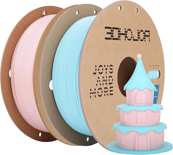 3DHojor 3DHoJor Matte PLA Filament, Upgrade 1kg*2 Bundle Cardboard Spool PLA Filament 1.75 PLA 3D Printing Filament, Print with Most 3D Printers Using 3D Filament-Peach Pink+Light Blue