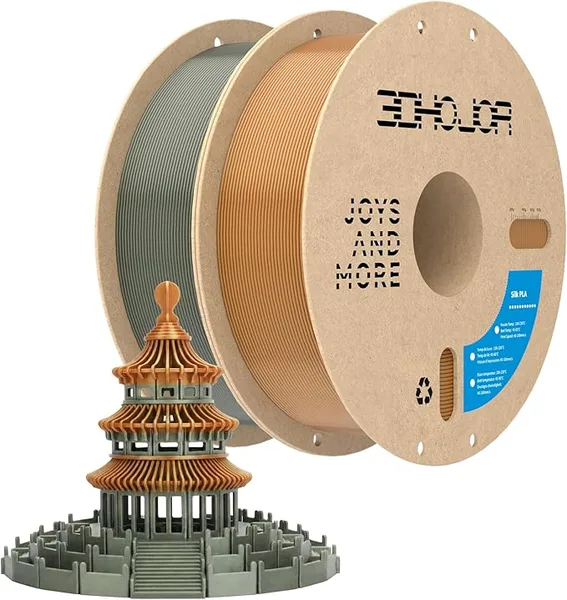 3DHojor 3DHoJor Silk PLA Filament, PLA Filament Silk Shiny 3D Printer Filament, 1kg*2 Cardboard Spool, Dimensional Accuracy +/-, Fit Most FDM Printer(Copper+Bronze)