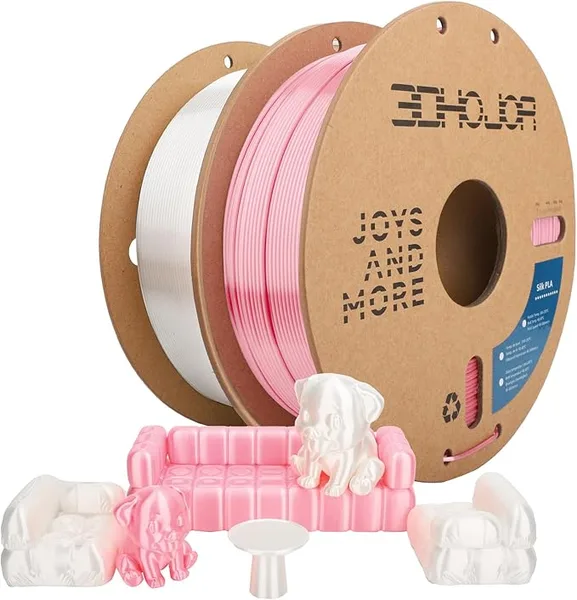 3DHojor 3DHoJor Silk PLA Filament, PLA Filament Silk Shiny 3D Printer Filament, 1kg*2 Cardboard Spool, Dimensional Accuracy +/-, Fit Most FDM Printer(Silk White+Pink)