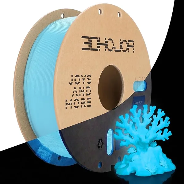 3DHojor 3DHoJor PLA Glow in The Dark Filament 1Kg, 3D Printing Luminous Filament Dimensional Accuracy +/-, Fit Most FDM 3D Printers- Glow Blue