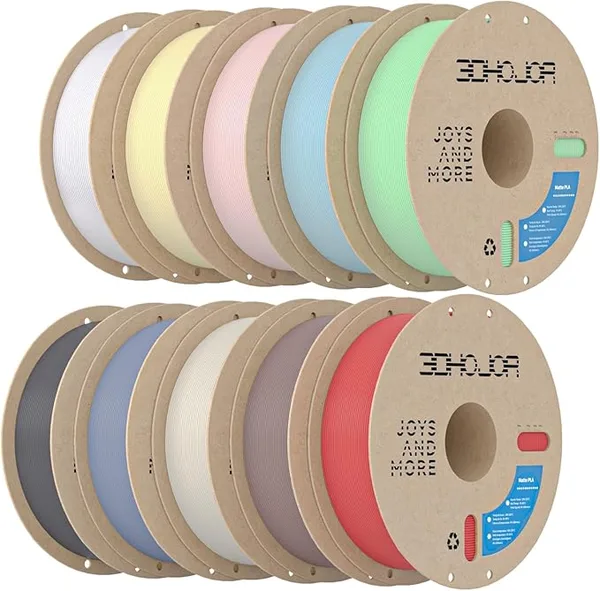 3DHojor 3DHoJor Matte PLA 3D Printer Filament Bundle,10KG PLA Matte Filament, 3D Filament Multicolor, 1KG Spool, 10 Pack,Black+White+Grey+Blue+Light Khaki+Pink+Yellow+Fire Engine red+Brown+Mint Green