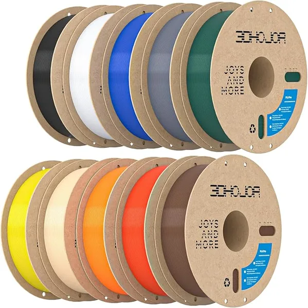 3DHojor 3DHoJor PLA+ 3D Printer Filament Bundle,10KG PLA Plus Filament, 3D Filament Multicolor, 1KG Spool, 10 Pack, Black+Cold White+Grey+Red+Blue+Yellow+Pine Green+Orange+Brown+Beige