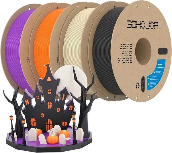 3DHojor 3DHoJor PLA Pro (Plus) Filament, 3D Printer Filament,1kg*4 Bundle Cardboard Spool 3D Printing Filament, Dimensional Accuracy +/--Orange+Black+Bone White+Purple