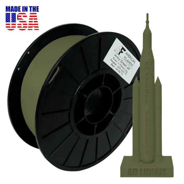 American Filament Army Green AF PLA+ 3D Printer Filament Diameter