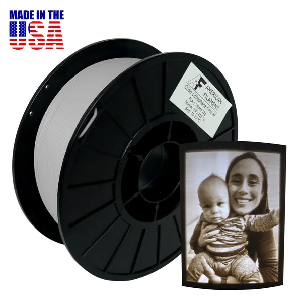 American Filament Crisp Lithophane Gray AF PLA Filament - created by Lithophane Maker!