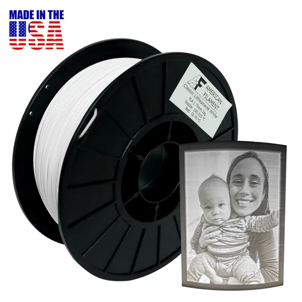 American Filament Classic Lithophane White AF PLA Filament - created by Lithophane Maker!