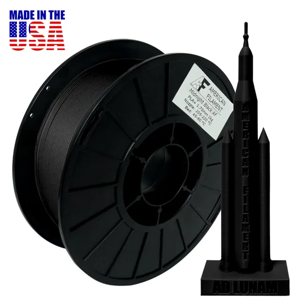 American Filament Matte Black AF PLA+ Filament Made in the USA!
