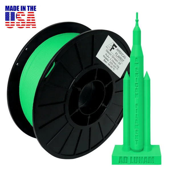 American Filament Neon Green AF PLA+ Filament Made in the USA!