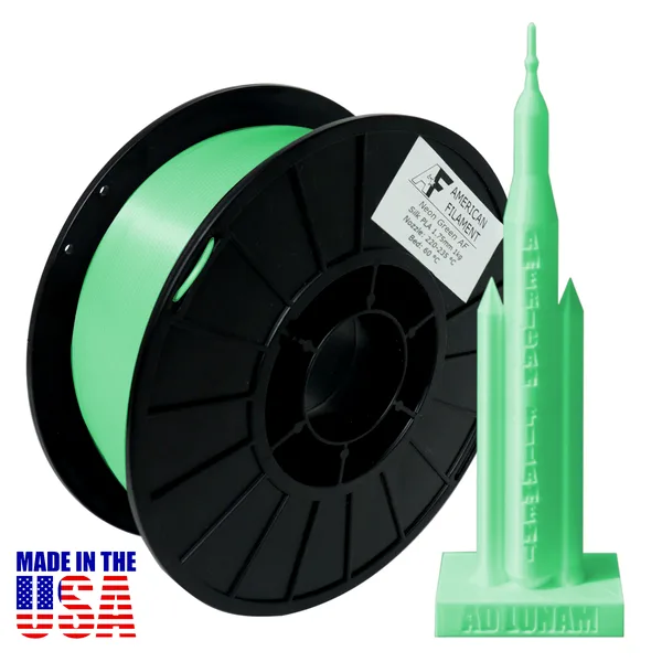 American Filament Neon Green AF Silk PLA 3D Printer Filament Diameter, 1 kg Spool