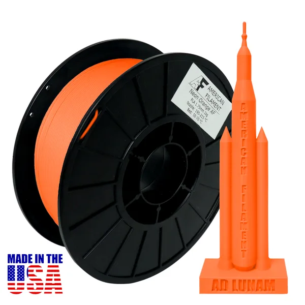 American Filament Neon Orange AF PLA+ Filament Made in the USA!