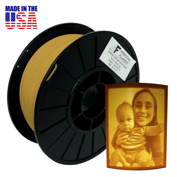 American Filament Sepia Lithophane AF PLA Filament - created by Lithophane Maker!