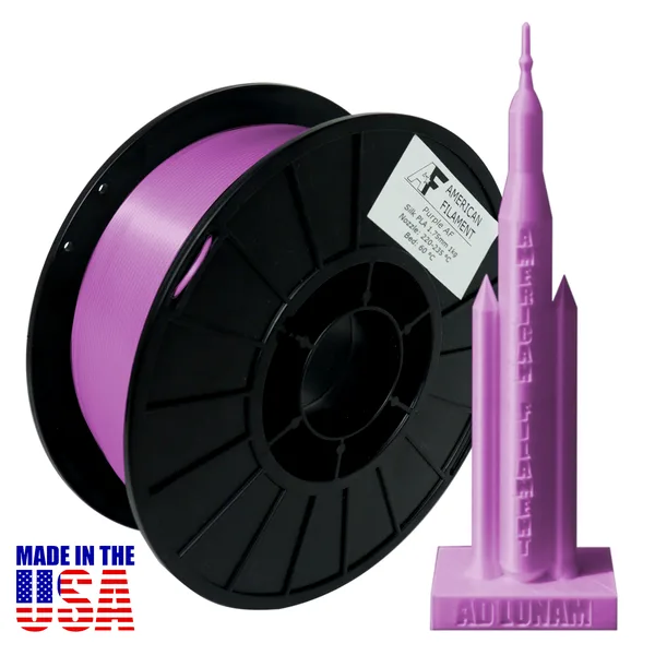 American Filament Purple AF Silk PLA 3D Printer Filament Diameter, 1 kg Spool