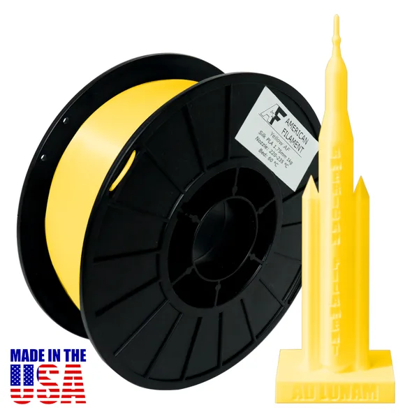 American Filament Yellow AF Silk PLA 3D Printer Filament Diameter, 1 kg Spool