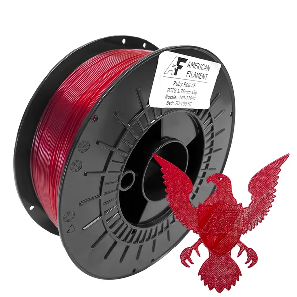 American Filament Transparent Ruby Red AF PCTG Filament Made in the USA!