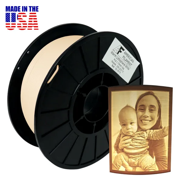 American Filament Warm Lithophane White AF PLA Filament - created by Lithophane Maker!