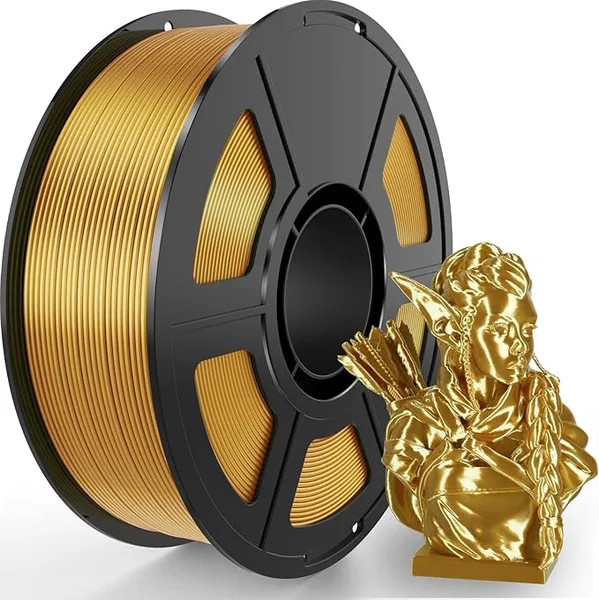 Amoybaby Silk Gold PLA Filament, 1kg(2.2lbs) High Speed Shiny Metallic Golden 3D Printer Filament, Low Warp & Clog-Free, Dimensional Accuracy +/- for FDM 3D Printers
