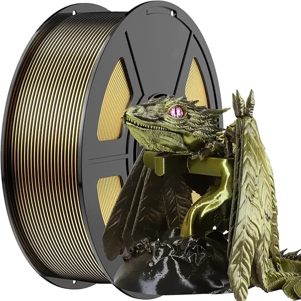 Amoybaby Black Gold Multicolor Silk PLA Filament 1KG - Halloween Dual Color Change High Speed 3D Printer Filament with +/- Accuracy for FDM Printers & 3D Pens