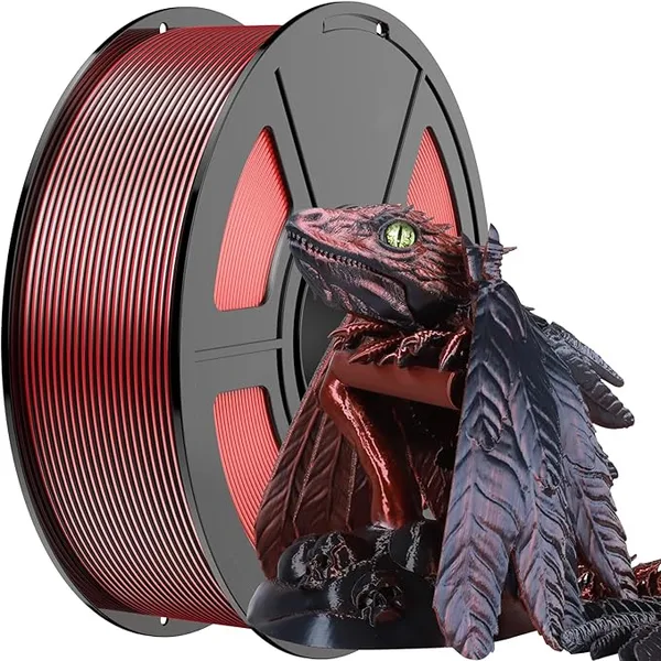Amoybaby Red Black Dual Color Silk PLA Filament 1KG(2.2lbs), High Speed Halloween Multicolor 3D Printer Filament Fits 3D Printers & 3D Pens