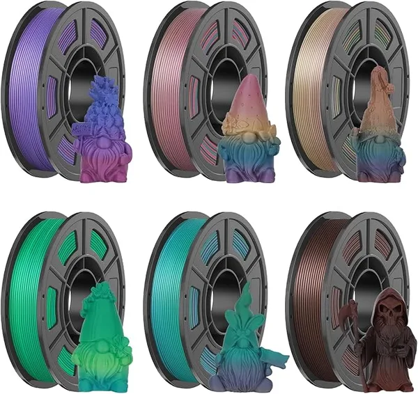 Amoybaby Rainbow Matte PLA Filament Bundle | 6-Pack (250g per Spool, 1.5kg Total), Multicolor Changing 3D Printer Filament Rainbow Filament for FDM 3D Printers & 3D Pens