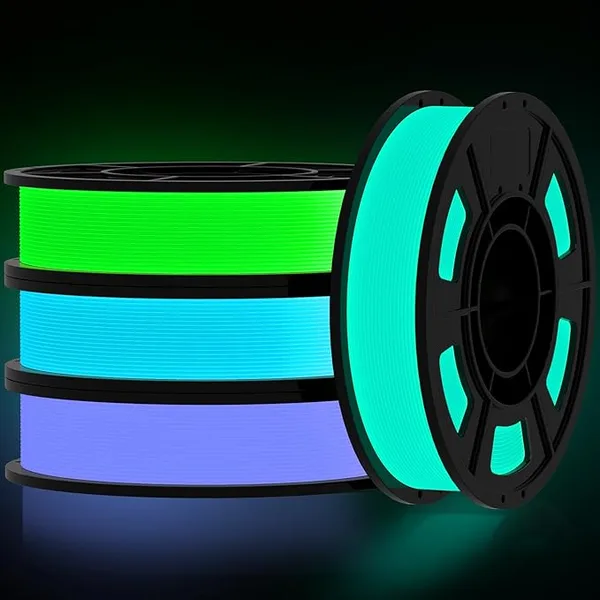 Amoybaby PLA Glow in The Dark Filament Bundle | 4-Pack(250g per Spool, 1Kg Total) | Night Light Fluorescent Filament(Blue, Green, Purple, Teal),Amoybaby Halloween Color 3D Printer Filament Fit FDM 3D Printers