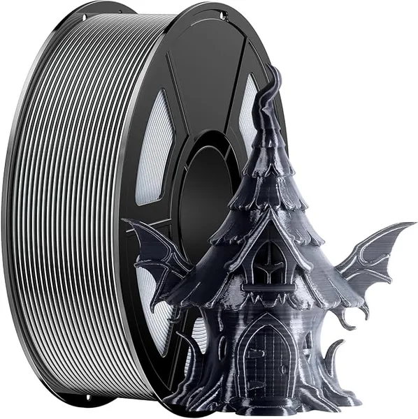 Amoybaby Dual Color Silk PLA Fialment, White to Black Color Changing Filament 1KG, High Speed PLA Shiny Coextrusion 3D Printing Filament, Fits Most FDM 3D Printers(Black White)
