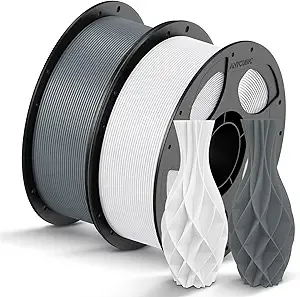 Anycubic ANYCUBIC PLA Filament Bundle, 3D Printing PLA Filament Dimensional Accuracy +/-, 1KG Reusable Spool (2.2 lbs), 2KG Texture Grey+White
