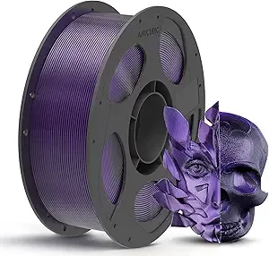 Anycubic ANYCUBIC Silk Dual Color Pla Filament, 2-in-1 Chrome Coextrusion Color Change 3D Printer Filament Dimensional Accuracy +/-, Silk Texture, 1KG Reusable Spool (2.2 lbs), Black Purple