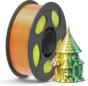Anycubic ANYCUBIC Silk Tri Color Pla Filament, 3-in-1 Chrome Coextrusion Color Change 3D Printer Filament Dimensional Accuracy +/-, Silk Texture, 1KG Reusable Spool (2.2 lbs), Red Yellow Green