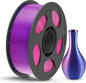 Anycubic ANYCUBIC Silk Dual Color Pla Filament, 2-in-1 Chrome Coextrusion Color Change 3D Printer Filament Dimensional Accuracy +/-, Silk Texture, 1KG Reusable Spool (2.2 lbs), Red Blue